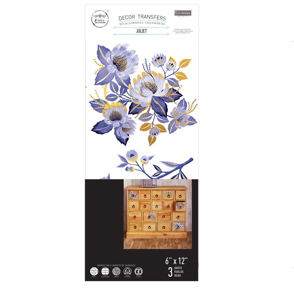 JULIET - 3 sheets - 15cm x 30cm each - Redesign Decor Transfer Decal
