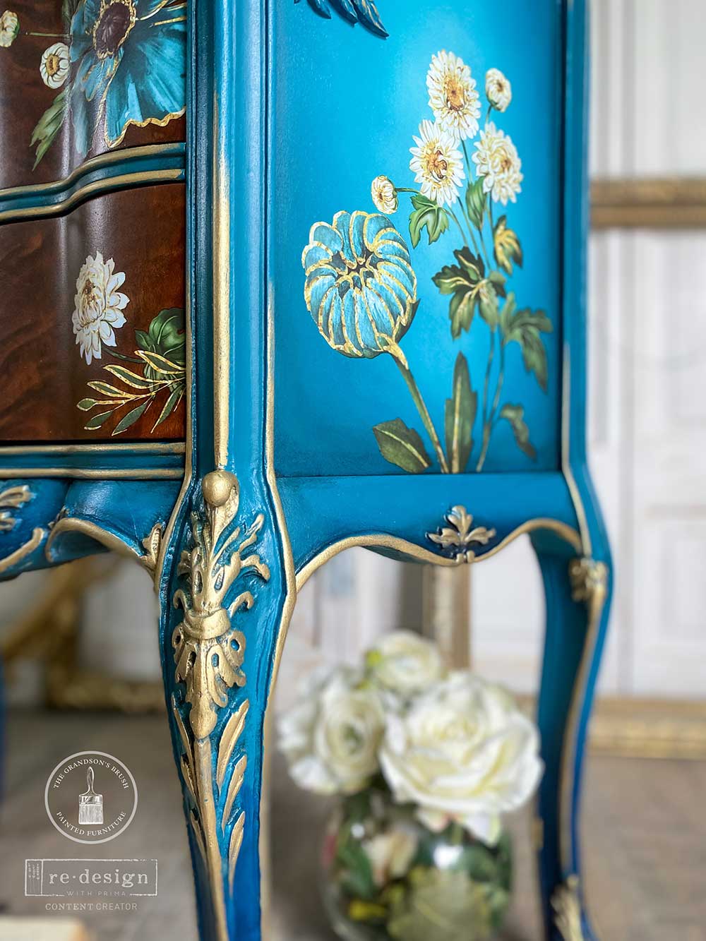 GILDED FLORAL - 3 sheets - 21.5cm x 27.9cm each - Redesign Decor Transfer Decal
