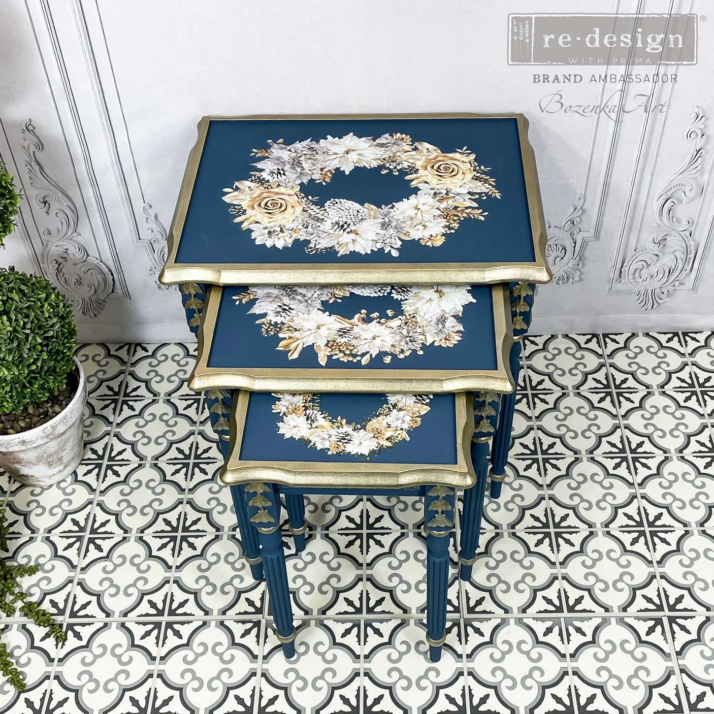 A GILDED MOMENT - 3 sheets - 21.5cm x 27.9cm each - Redesign Decor Transfer Decal