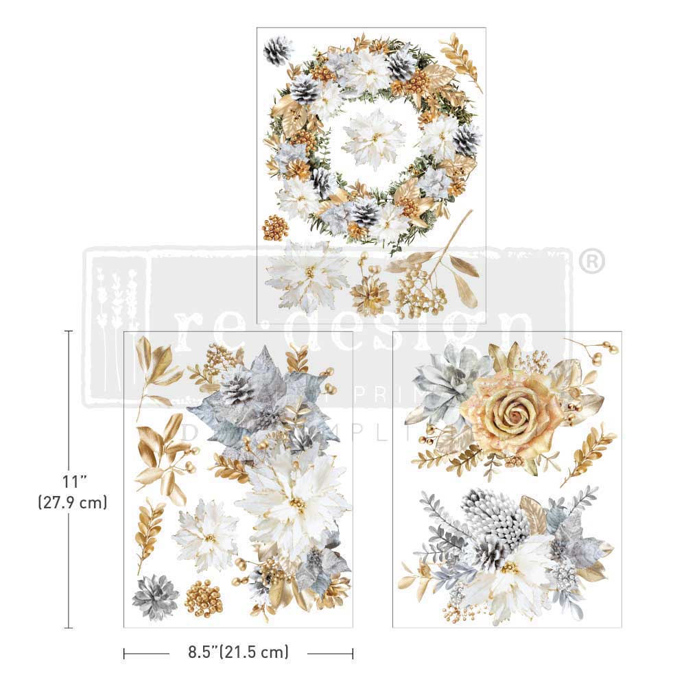 A GILDED MOMENT - 3 sheets - 21.5cm x 27.9cm each - Redesign Decor Transfer Decal
