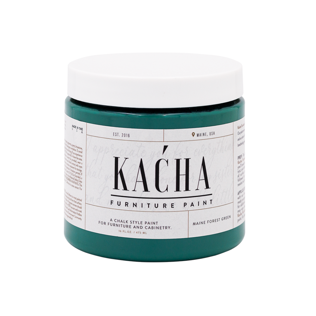 Maine Forest is a rich and versatile furniture paint colour that showcases a deep green hue infused with warm undertones.