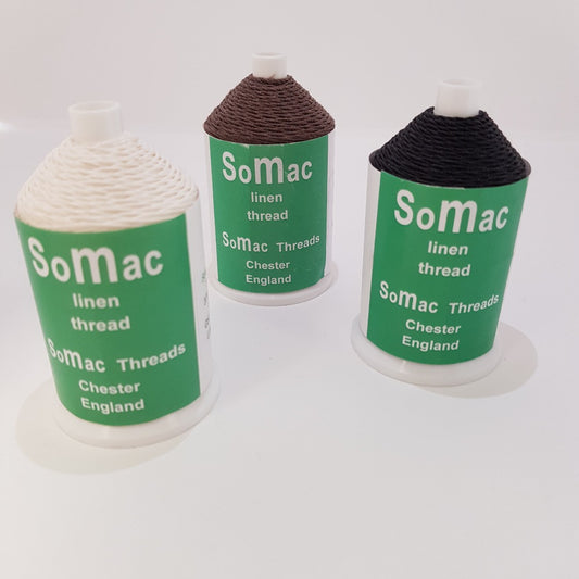 Somac Linen Slipping Thread No18 50g reel - brown, black, beige