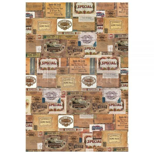 VINTAGE CIGAR BOX - 22" x 32" - Redesign Decor Transfer Decal