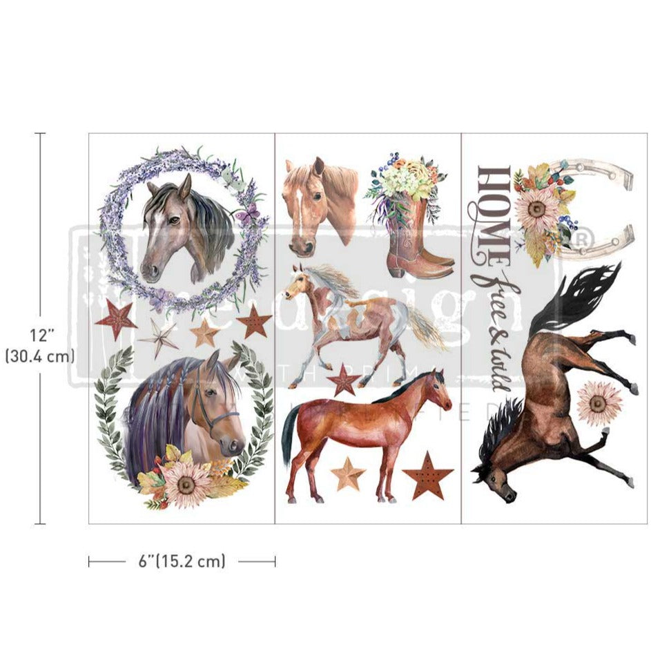 WILD SOUL - 3 sheets - 6" x 12" each - Redesign Decor Transfer Decal