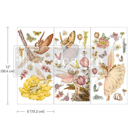 FAIRY FLOWERS - 3 sheets - 6" x 12" each - Redesign Decor Transfer Decal