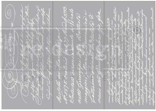 SECRET LETTER II - 3 sheets - 15cm x 30cm each - Redesign Decor Transfer Decal