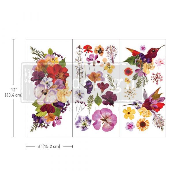 ORGANIC FLORA - 3 sheets - 15cm x 30cm each - Redesign Decor Transfer Decal