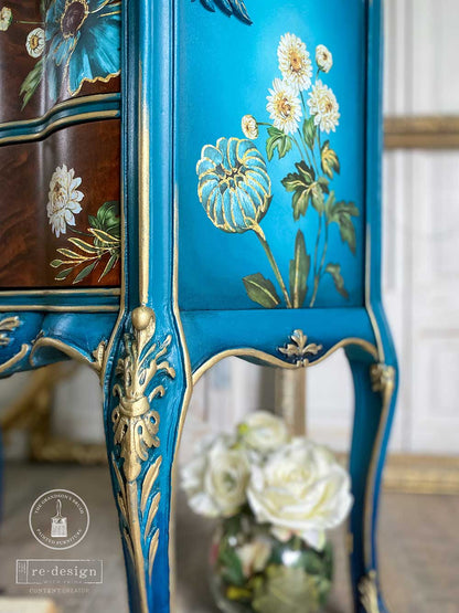 GILDED FLORAL - 3 sheets - 21.5cm x 27.9cm each - Redesign Decor Transfer Decal