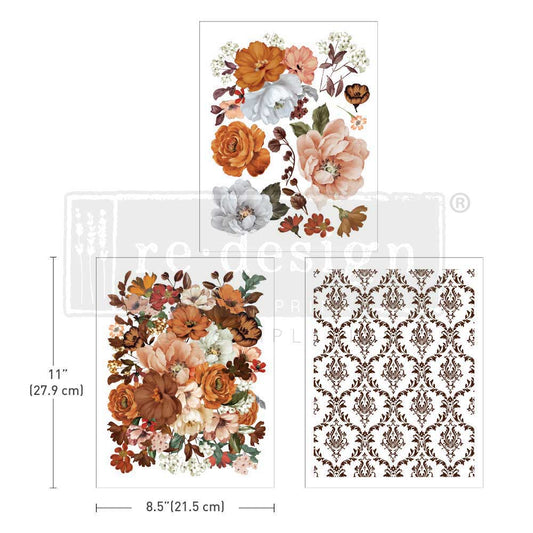 CLASSIC PEACH - 3 sheets - 21.5cm x 27.9cm each - Redesign Decor Transfer Decal