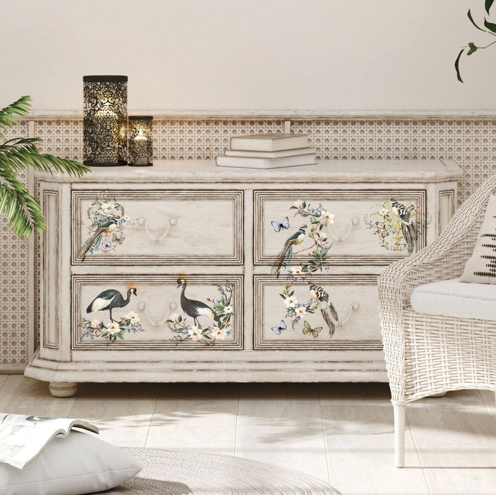 RARE BIRDS - 3 sheets - 15cm x 30cm each - Redesign Decor Transfer Decal