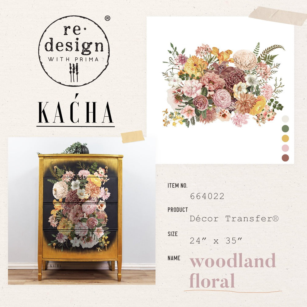 WOODLAND FLORAL (Pre-Order) - 24" x 35" - Redesign Decor Transfer Decal
