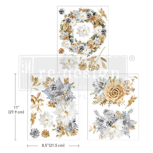 A GILDED MOMENT - 3 sheets - 21.5cm x 27.9cm each - Redesign Decor Transfer Decal