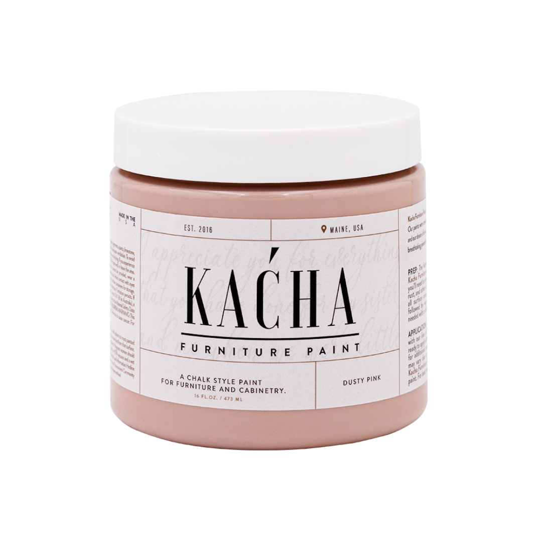 Jar of Kaçha furniture paint with a white lid on a white background