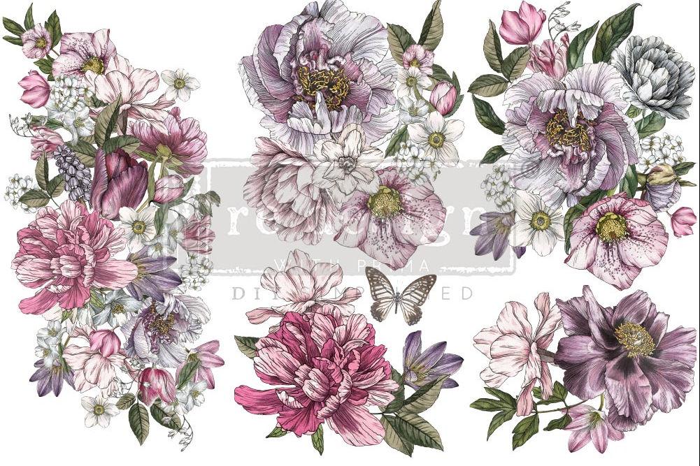 DREAMY FLORALS - 3 sheets - 15cm x 30cm each - Redesign Decor Transfer Decal