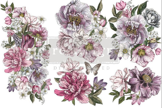 DREAMY FLORALS - 3 sheets - 15cm x 30cm each - Redesign Decor Transfer Decal