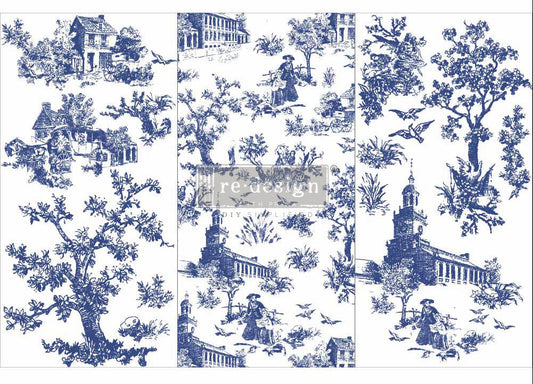 TOILE - 3 sheets - 15cm x 30cm each - Redesign Decor Transfer Decal