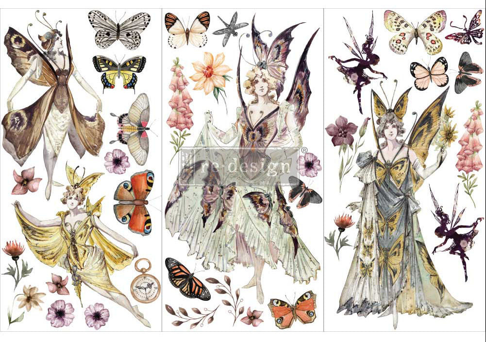 FOREST FAIRIES - 3 sheets - 15cm x 30cm each - Redesign Decor Transfer Decal
