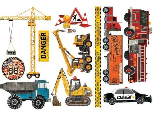 UNDER CONSTRUCTION - 3 sheets - 15cm x 30cm each - Redesign Decor Transfer Decal