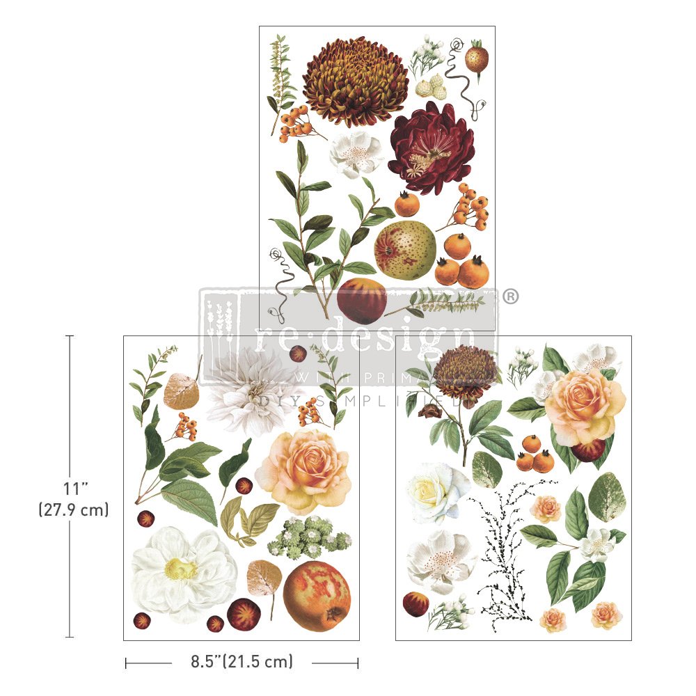 SEASONAL SPLENDOR - 3 sheets - 21.5cm x 27.9cm each - Redesign Decor Transfer Decal
