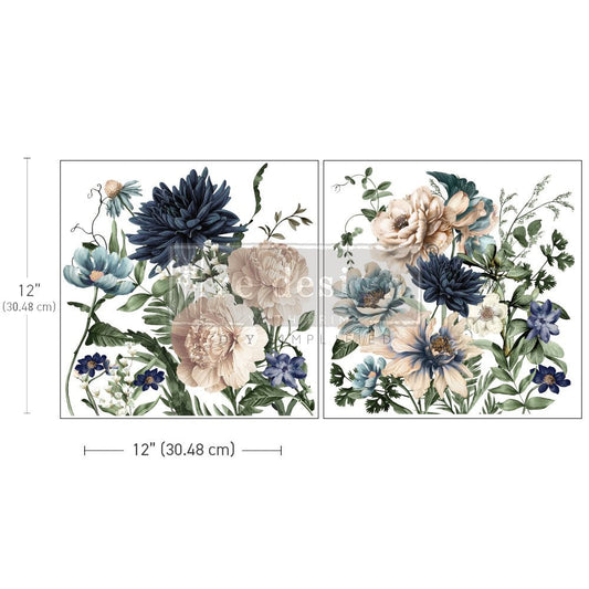 CERULEAN BLOOMS - 2 x 30cm x 30cm - Redesign Decor Transfer Decal