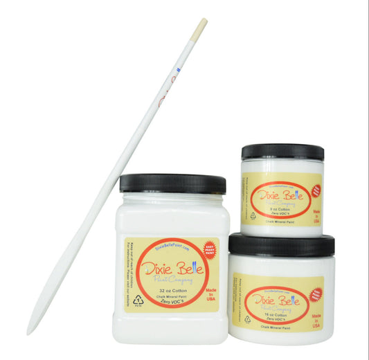 COTTON - Dixie Belle -  Pure White Chalk Mineral Paint - 236ml/8oz - 473ml/16oz