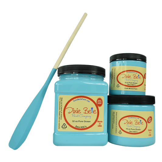 PURE OCEAN - Dixie Belle - Bright Vibrant Teal Mineral Chalk Paint - 236ml/8oz - 473ml/16oz