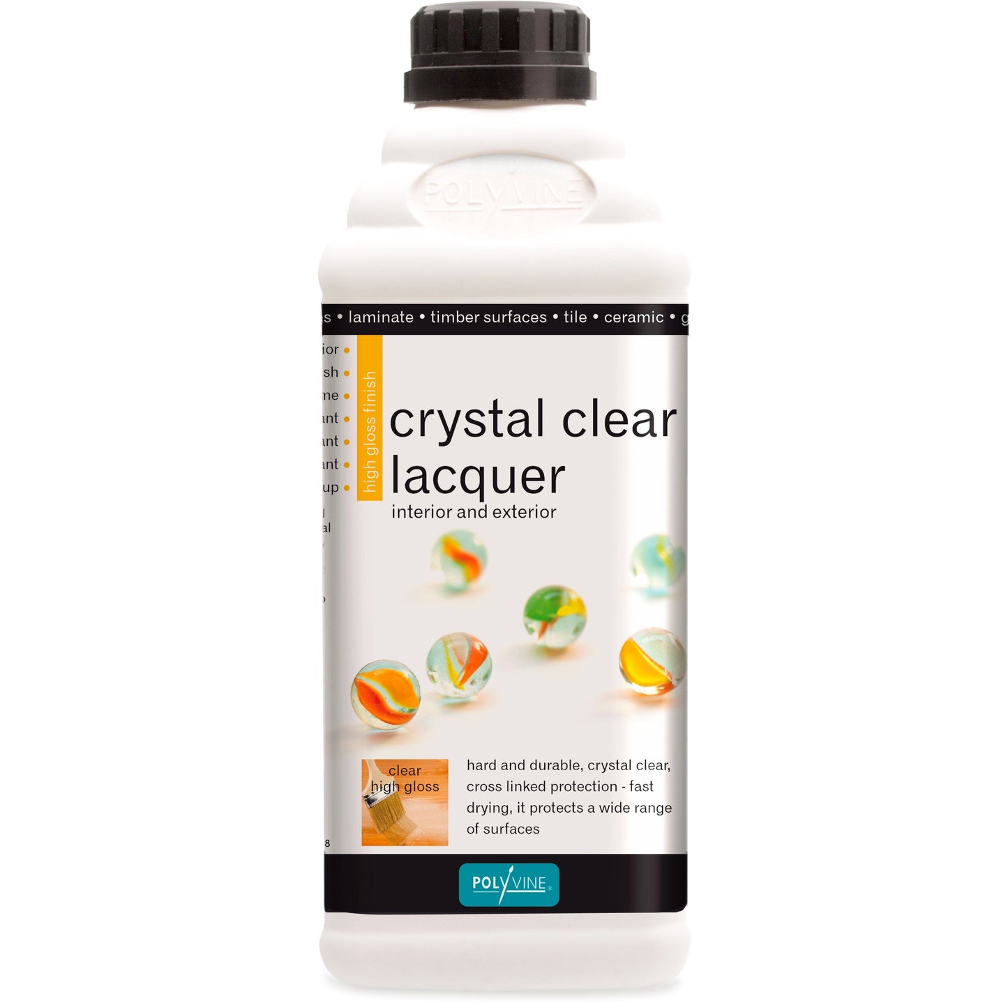 Polyvine Crystal Clear Lacquer - Gloss Finish - 100ml, 500ml, 1 litre