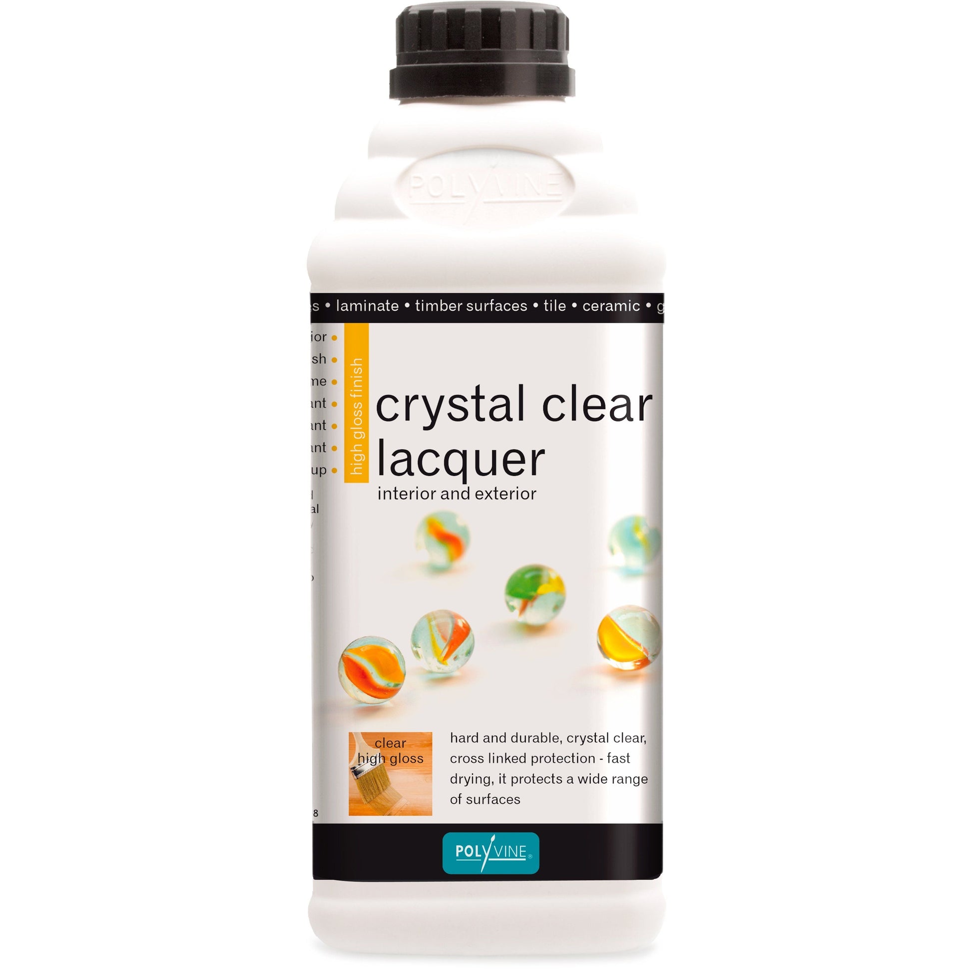 Polyvine Crystal Clear Lacquer - Gloss Finish - 100ml, 500ml, 1 litre