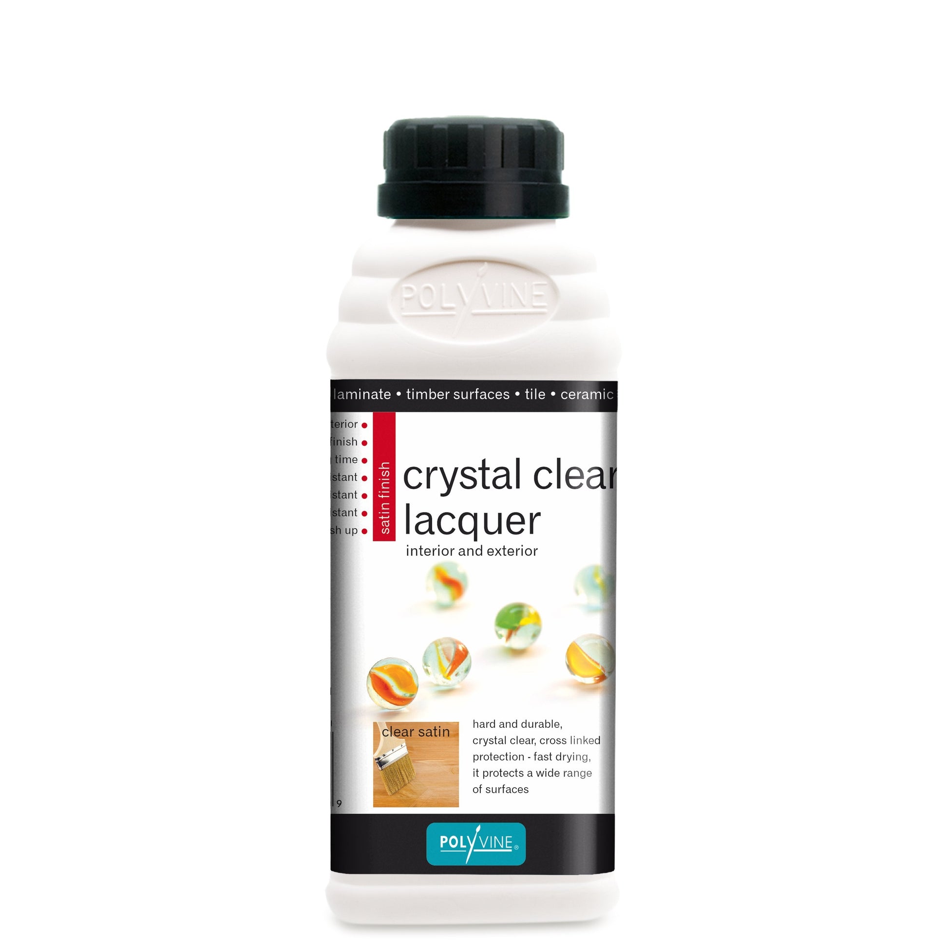 Polyvine Crystal Clear Lacquer - Satin Finish - 100ml, 500ml, 1 litre