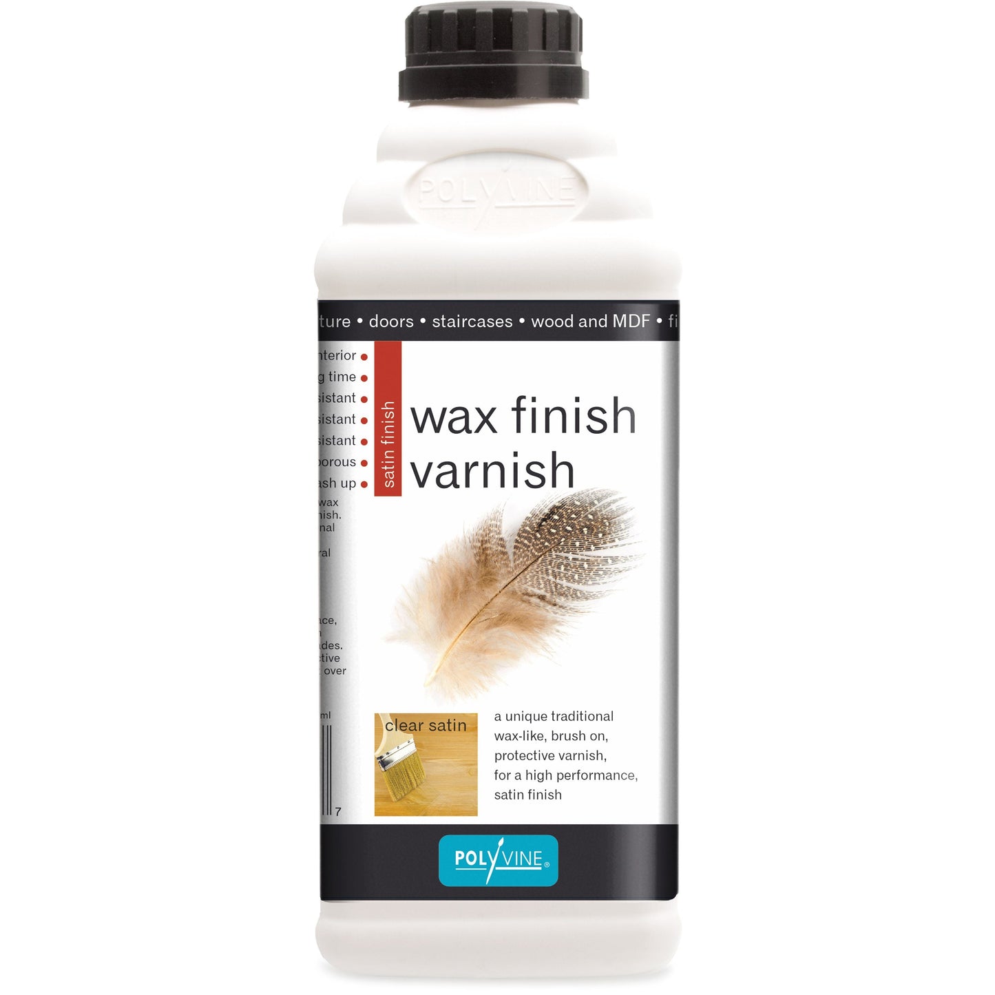 Polyvine Wax Finish Varnish - Clear Satin Finish - 100ml, 500ml, 1 litre